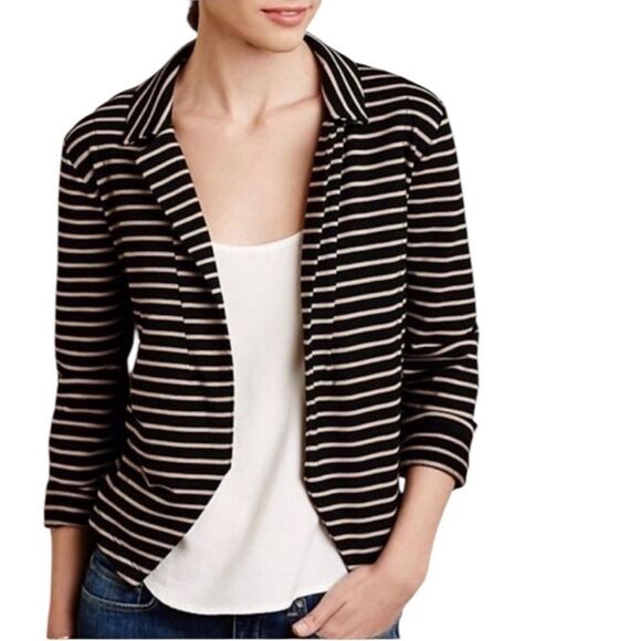 Anthropologie Dolan Left Coast Striped Printed Shadow Band Knit Crop Blazer - Picture 9 of 9